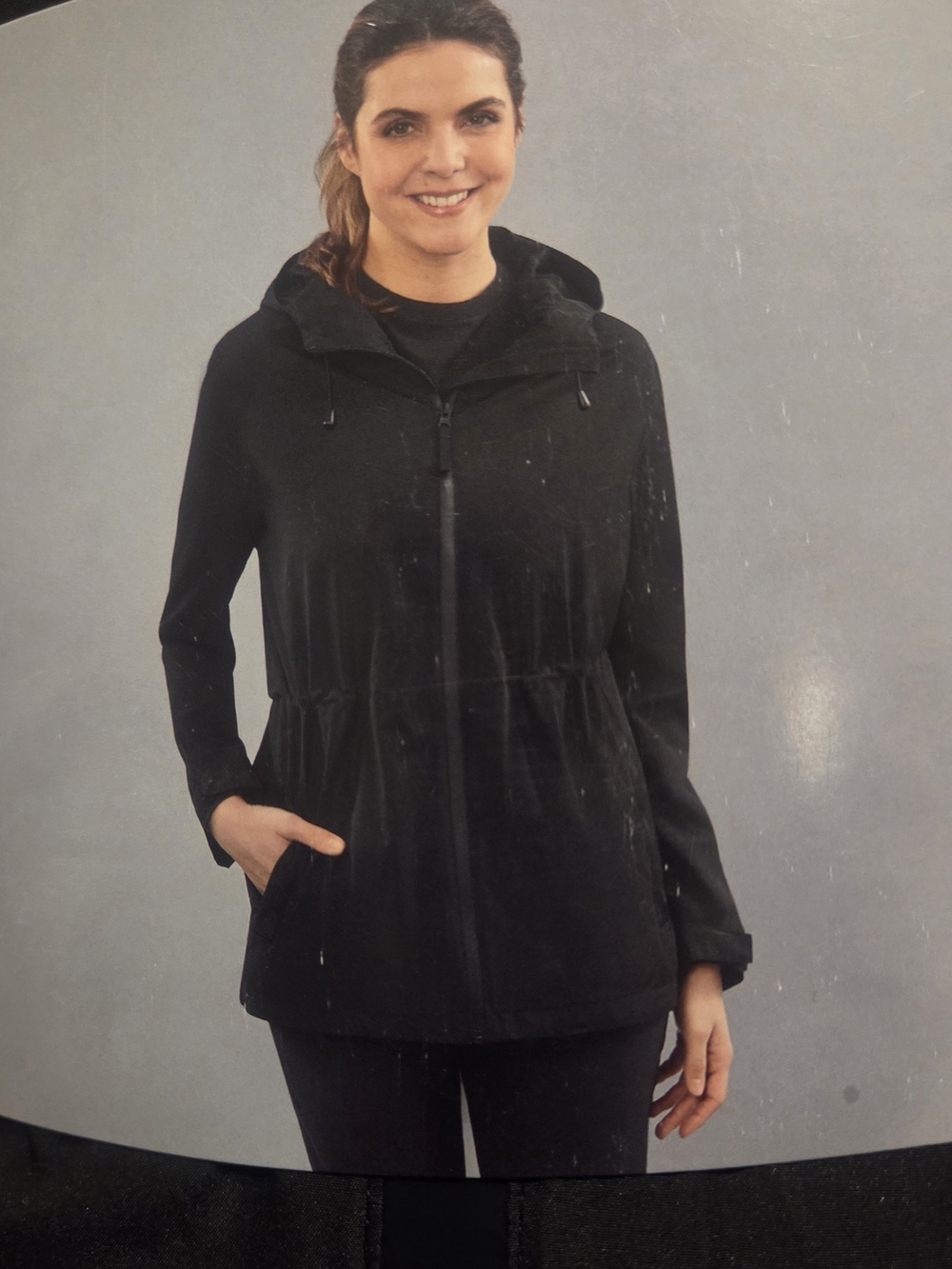 Crane Women's Black Hooded Rain Jacket